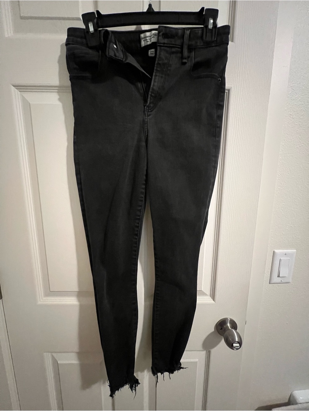 Abercrombie & Fitch Black Skinny Jeans with Frayed Hem
